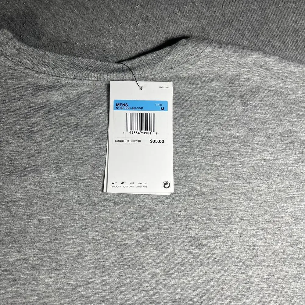 New With Tags Nike Tampa Bay Buccaneers NFL Men’s Medium Gray T-Shirt Football T